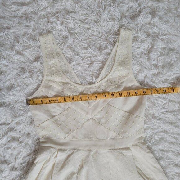 American Eagle Outfitters Ivory Color Skater Dress with Chiffon Eyelet - Picture 9 of 13